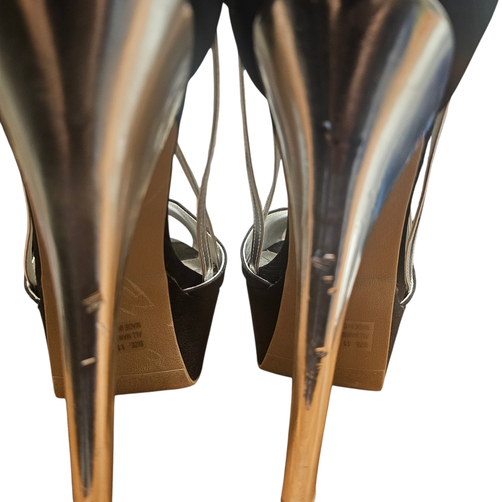 Women’s QUPID Black and Silver Platform Heels - Picture 3 of 6